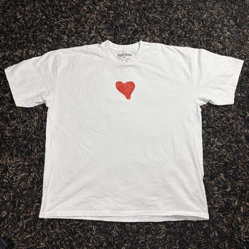 Shawn Mendes White Heart On the Road Again tour Sz 2XL New